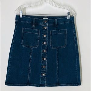 J.Crew blue button front classic style Jeans Skirt